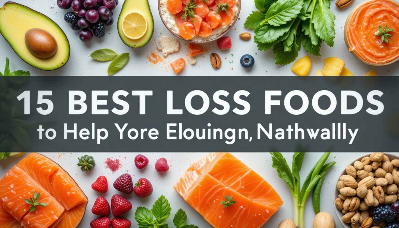 Banner for the 15 best weight loss foods to help you achieve your weight loss goals naturally.