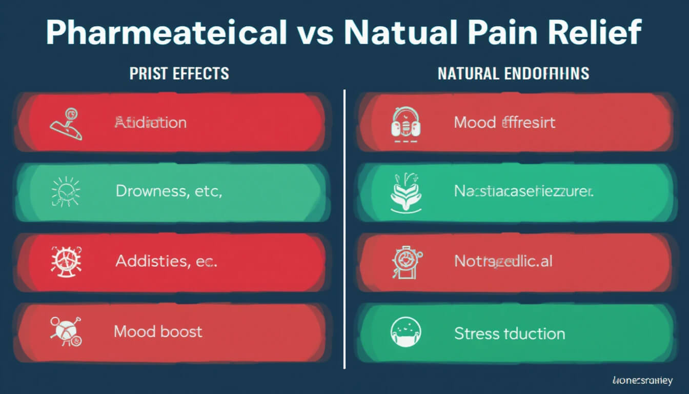 Chart comparing prescription and natural pain relief, a concept discussed between Jane Pauley and Dr. Sanjay Gupta