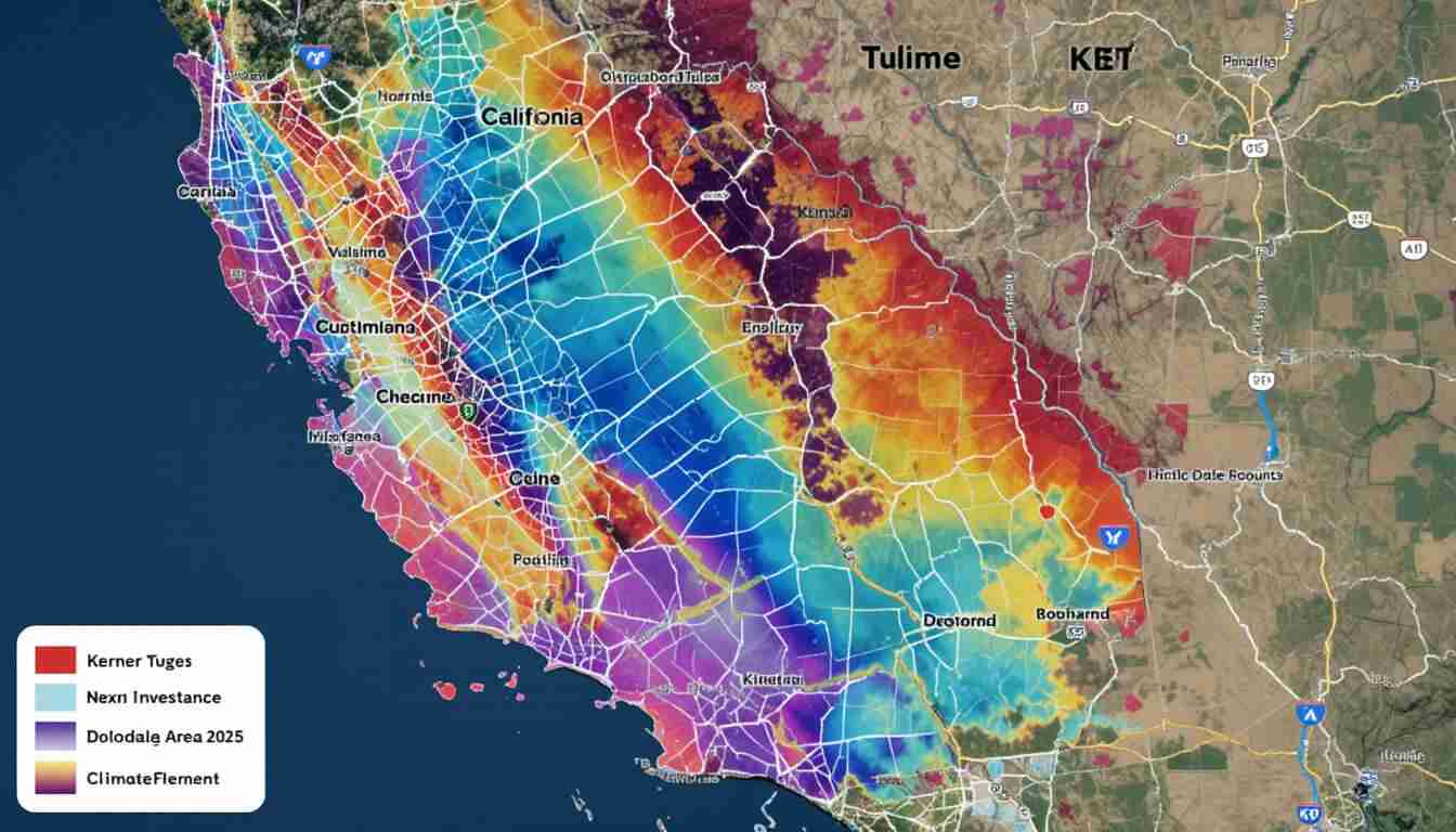 Map of California showing the high-risk zones for valley fever in 2025.