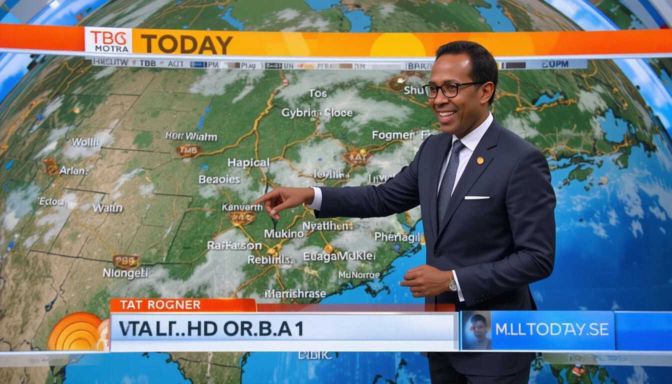 The beloved weatherman Al Roker doing his job on the set of the Today show