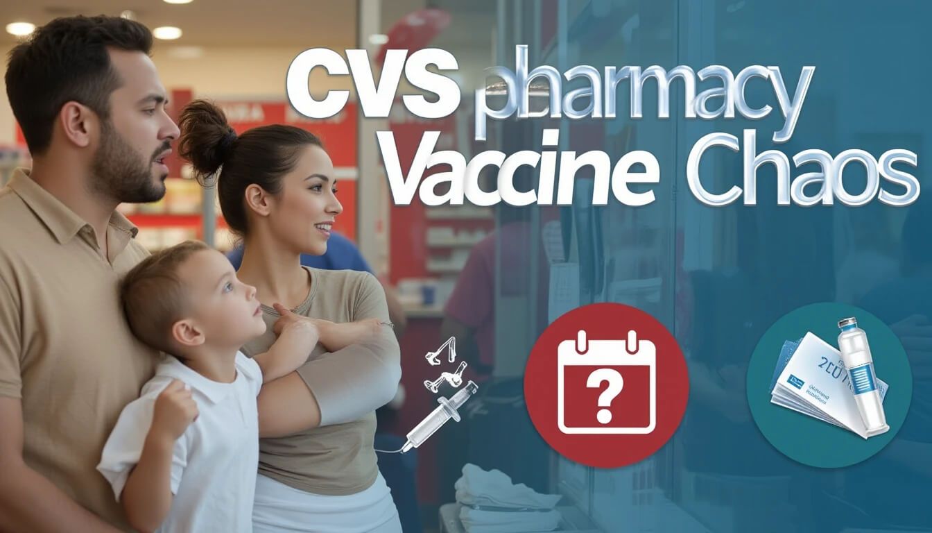 A family navigating the process of getting a new COVID vaccine at a CVS Pharmacy